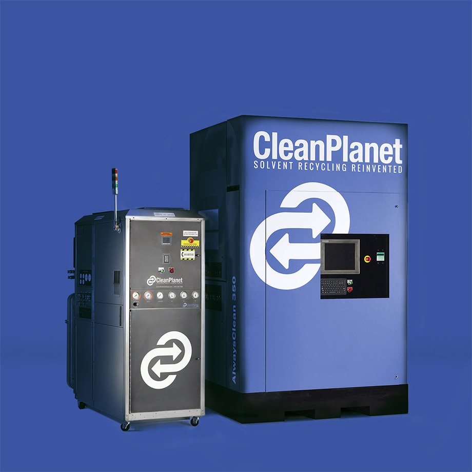 AlwaysClean Solvent Recyclers on blue background
